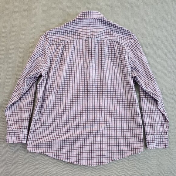 Tasso Elba Shirt Men's 16-16 1/2 33/34 Blue Purple Windowpane Long Sleeve EUC - Picture 9 of 13